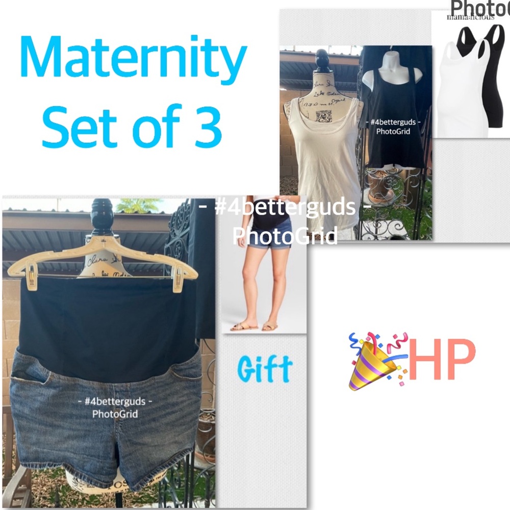 SET 3 Isabel Maternity Crossover Midi Short + Mama:Licious Organic Nell 2 Tanks - Picture 8 of 16
